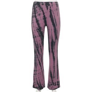 Tie Dye Purple & Black Cotton Flare Pants Small New